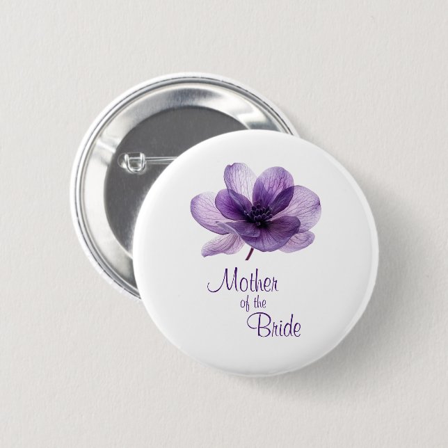 Gorgeous Purple Flower Mother of the Bride  6 Cm Round Badge (Front & Back)