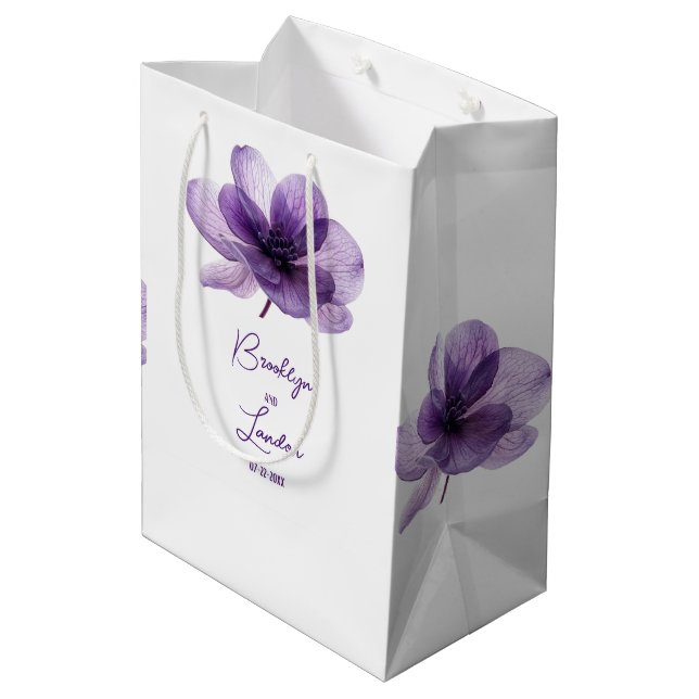 Gorgeous Purple Flower Wedding  Medium Gift Bag (Back Angled)