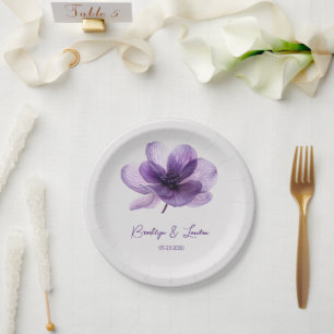 Gorgeous Purple Flower Wedding  Paper Plate