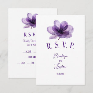 Gorgeous Purple Flower Wedding RSVP Card