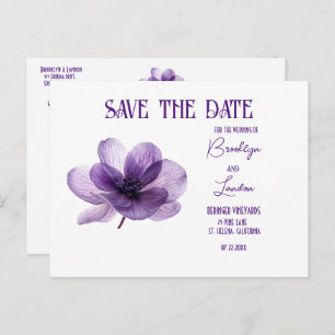 Gorgeous Purple Flower Wedding Save The Date Announcement Postcard