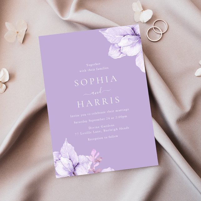 Gorgeous Purple Flowers Watercolor Wedding  Invitation (Creator Uploaded)