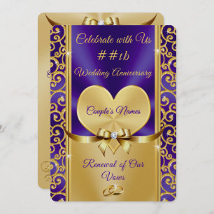 Gorgeous Purple, Gold Renewal of Vows Invitations