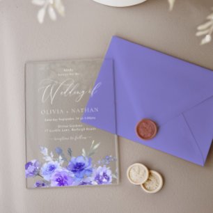 Gorgeous Purple Lavender Violet Floral Wedding Acrylic Invitations