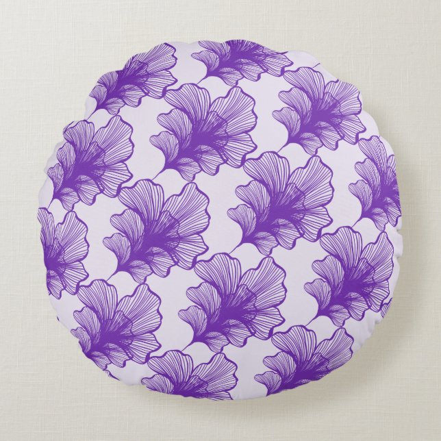 Gorgeous Purple Petals Round Pillow (Front)