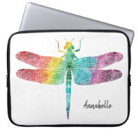 Gorgeous Rainbow Watercolor Dragonfly Silhouette