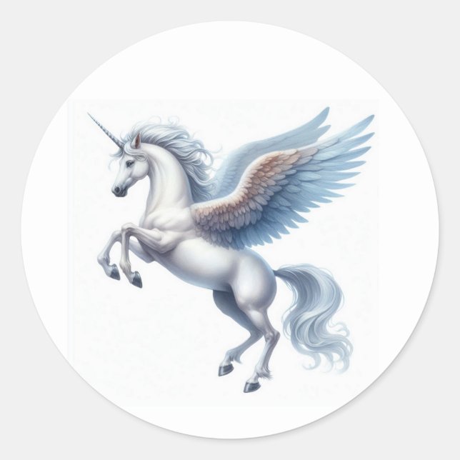 Gorgeous Rearing Up White Pegasus Sticker Sheet (Front)