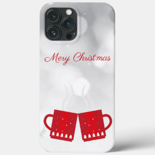 Gorgeous, Red Christmas a Cup of Tea on Snowy Day iPhone 13 Pro Max Case