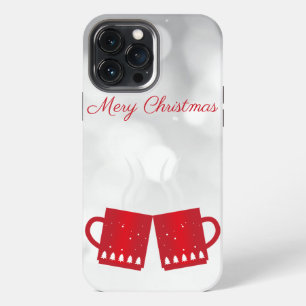Gorgeous, Red Christmas a Cup of Tea on Snowy Day iPhone 13 Pro Max Case