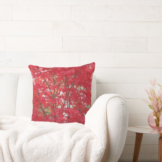 Gorgeous Red Maple Leaves Throw Pillow (Couch)