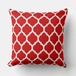 Gorgeous Red Moroccan Quatrefoil Pattern Cushion