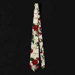 Gorgeous Red Roses and Classic Vintage Handwriting Tie<br><div class="desc">#abstractart Beautifully feminine Victorian era rose flowers and green leaves on a sophisticated ivory cream off-white white background with old calligraphy style cursive script handwriting. This vintage 1990s inspired abstract design features a gorgeous palette that adds perfect pop of colour. For coordinating products or colours, please visit JustFharryn @zazzle.com #zazzlemade...</div>