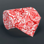 Gorgeous Red White Floral Paisley Pattern Tie<br><div class="desc">Unique neck tie with contemporary red and white flowers paisley motif on a white background. Ornate, elegant and funky hipster design for the fancy artistic fashion diva, popular hip trendsetter, vintage retro or nouveau deco art style motif lover. Unique, pretty, decorative, fashionable and trendy design for the professional and sophisticated...</div>
