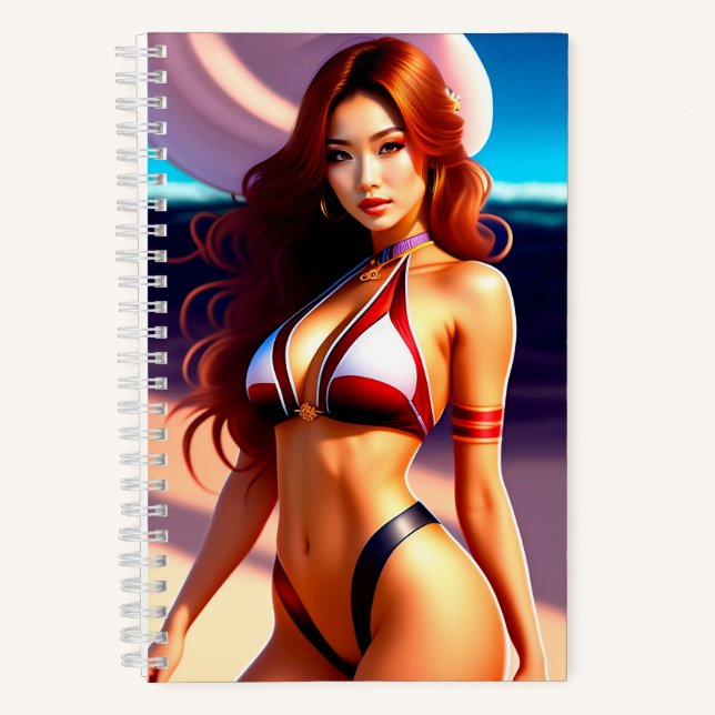 Gorgeous redhead female posing as bikini Notebook (Front)