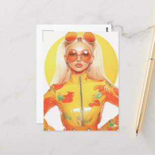 Gorgeous Retro Blonde Woman Two Sunglasses 0n Postcard
