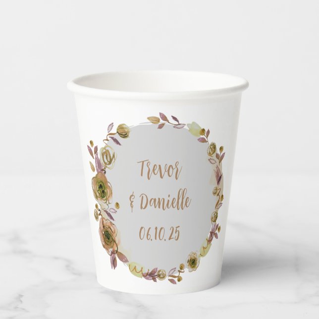 Gorgeous Rose Gold Splendor Drinkware Paper Cups (Front)