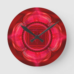 Gorgeous Ruby Red Mandala Clock! Round Clock
