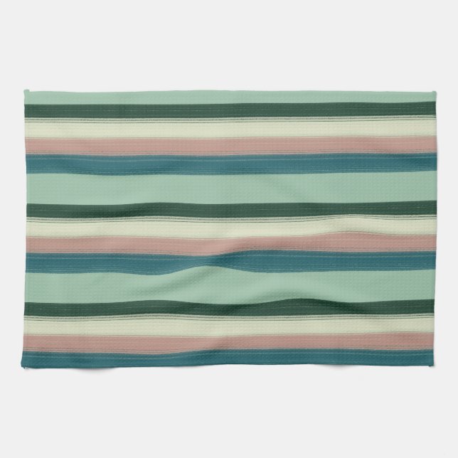 Gorgeous Sage Green Chic Striped Tea Towel (Horizontal)