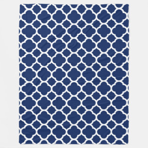 Gorgeous Sapphire Blue Quatrefoil Pattern Fleece Blanket