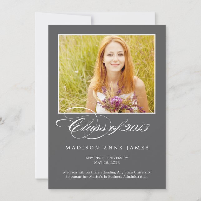 Gorgeous Script Graduation Invitation Announcement (Front)
