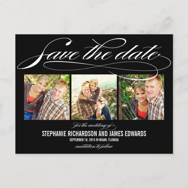 Gorgeous Script Save The Date Card (Front)