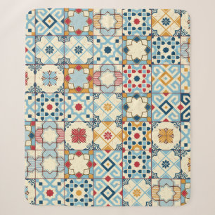 Gorgeous seamless pattern white colorful Moroccan, Sherpa Blanket