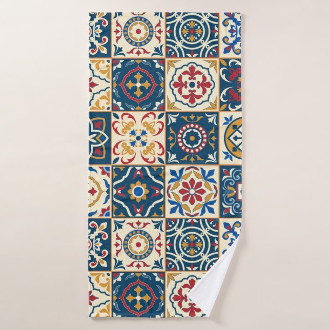 Gorgeous seamless pattern white colourful Moroccan Bath Towel (Bath Towel)