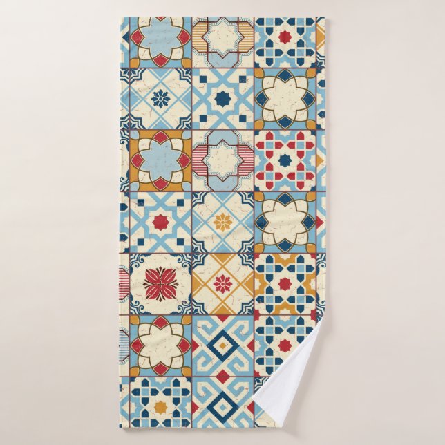 Gorgeous seamless pattern white colourful Moroccan Bath Towel (Bath Towel)