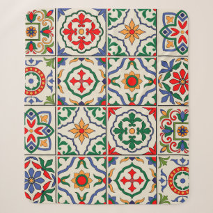 Gorgeous seamless pattern white colourful Moroccan Sherpa Blanket