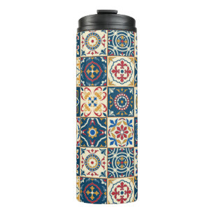 Gorgeous seamless pattern white colourful Moroccan Thermal Tumbler