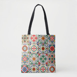 Gorgeous seamless pattern white colourful Moroccan Tote Bag