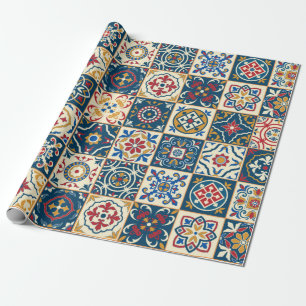 Gorgeous seamless pattern white colourful Moroccan Wrapping Paper
