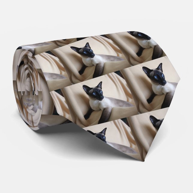 Gorgeous Siamese Cat Face Tie (Rolled)