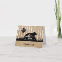 Gorgeous Silhouette Birch Tree/Bear Thank You Card