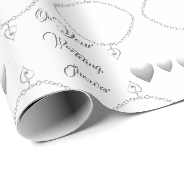 Gorgeous Silver Heart Wedding  Wrapping Paper (Roll Corner)
