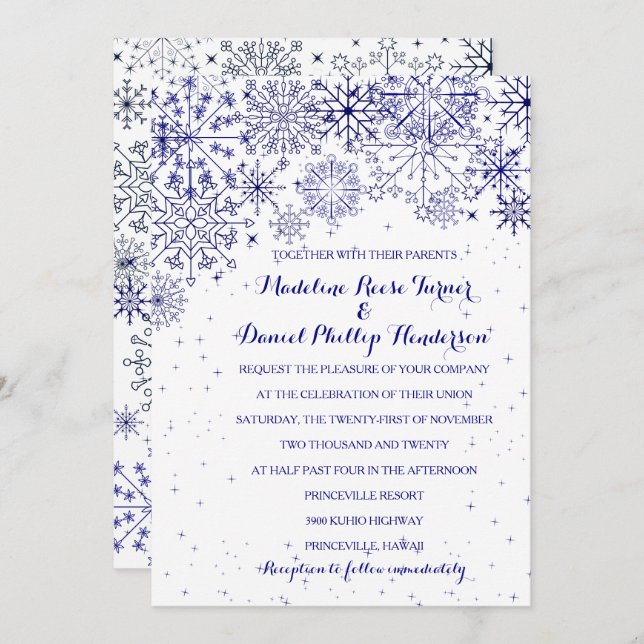 Gorgeous Snowflakes - Winter Wedding Invitations2 Invitation (Front/Back)