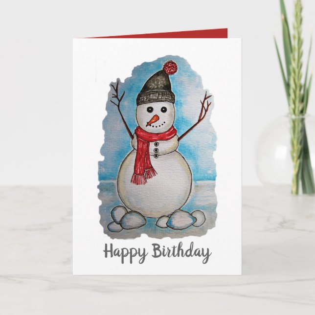 Gorgeous snowman watercolor design card (Front)