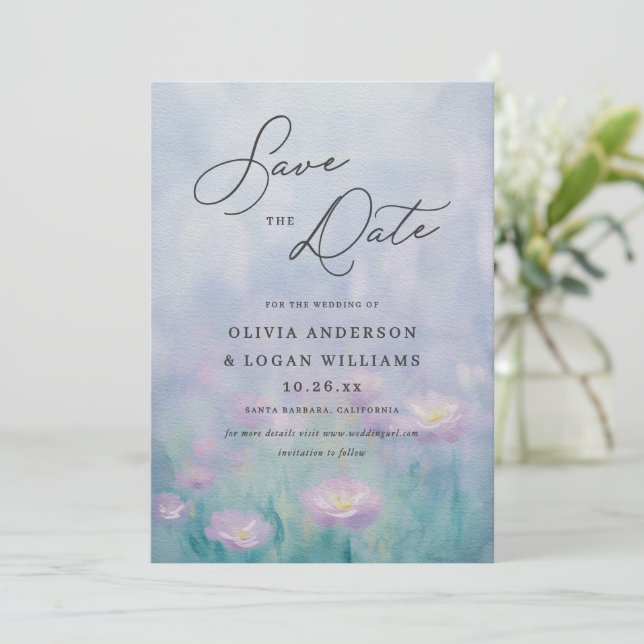 Gorgeous Spring Watercolor Script Wedding Save The Date (Standing Front)