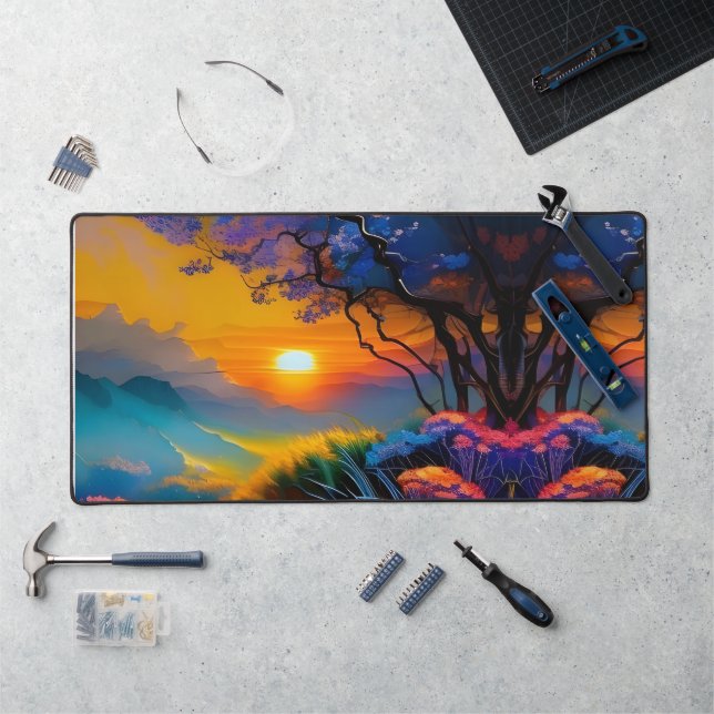 Gorgeous Sunrise over mountains Desk Mat (Workstation)
