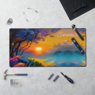 Gorgeous Sunrise over mountains Desk Mat
