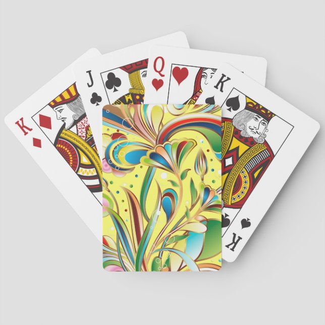 Gorgeous swirling floral pattern playing cards (Back)