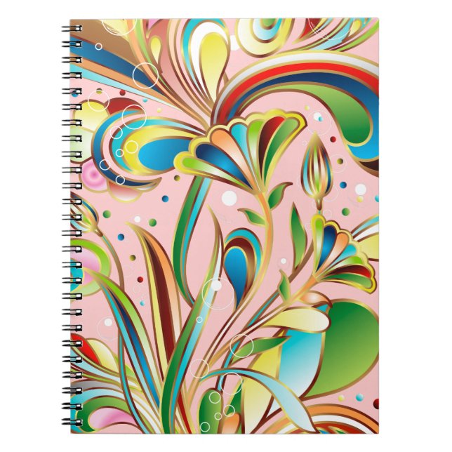 Gorgeous Swirling Flowers Spiral Notebook (Front)