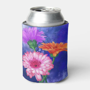 Gorgeous Three Colour Gerberas - Migned Art Drawin Can Cooler