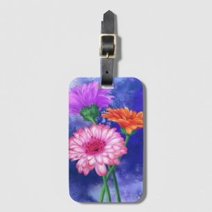 Gorgeous Three Colour Gerberas - Migned Art Drawin Luggage Tag