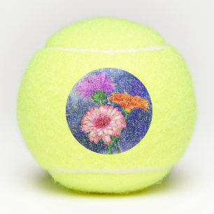 Gorgeous Three Colour Gerberas - Migned Drawing Ar Tennis Balls