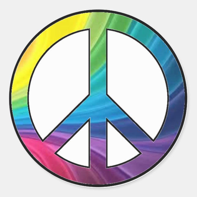 Gorgeous Tie Dye inspired Peace sign -Sticker Classic Round Sticker (Front)