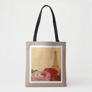 Gorgeous Trendy Vintage Paris and Eiffel Tower Tote Bag