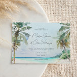Gorgeous Tropical Beach Palm Trees Island Wedding Invitation<br><div class="desc">This elegant destination wedding invitation features a gorgeous watercolor landscape scene of a tropical beach with palm trees,  sandy beach,  and crystal blue water. The typography is classic yet modern. This is the perfect invitation for a tropical beach theme or destination wedding.</div>