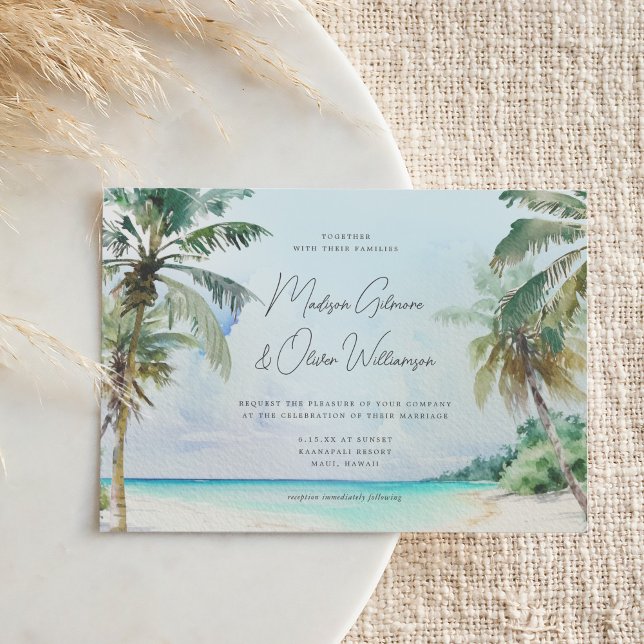 Gorgeous Tropical Beach Palm Trees Island Wedding Invitation (Creator Uploaded)
