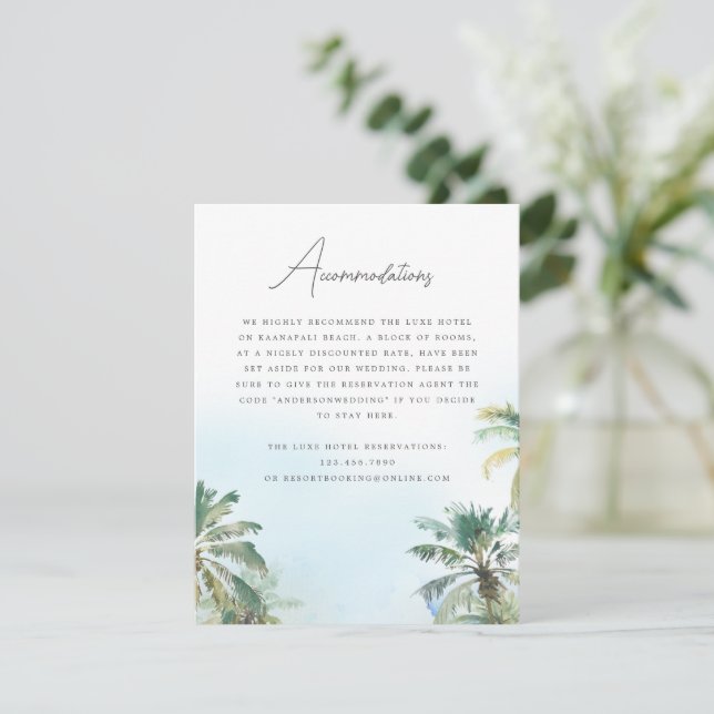 Gorgeous Tropical Beach Wedding Enclosure Card (Standing Front)